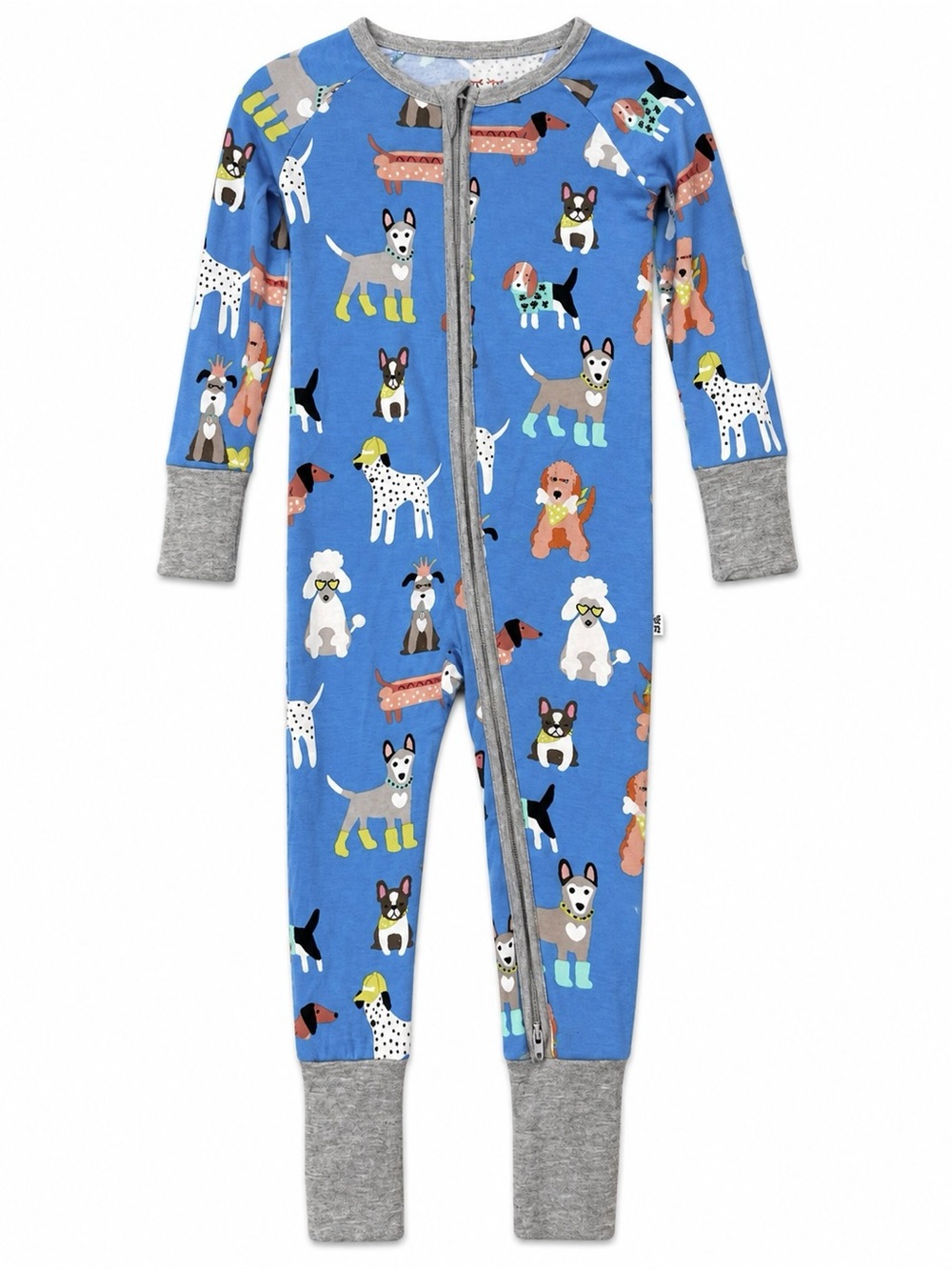 Little Sleepies Blue Dog Print Zippy Pajamas 6-12M Bamboo Zip Sleeper